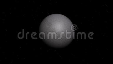 灰色行星缓慢旋转的动画。4K旋转地球仪图解